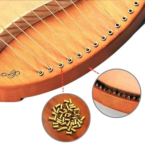 INKNOTE 19 Pcs Lyre Harp Replacement Metal Strings with 20 Rivets | Clear Warm Tone thumbnail 4