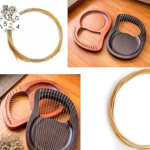 INKNOTE 19 Pcs Lyre Harp Replacement Metal Strings with 20 Rivets | Clear Warm Tone thumbnail 2