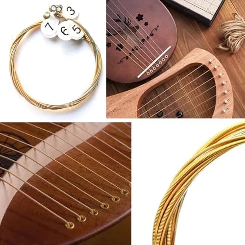INKNOTE 7 Lyre Harp Replacement Metal Strings with 20 Rivets | Brass Plated Metal thumbnail 4