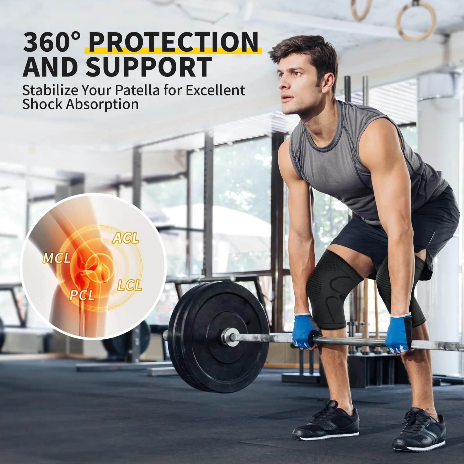 CAMBIVO 2 Pack Knee Brace Compression Sleeve Large (Cool Gray) | FDA Approved Medical Grade Support - view 6