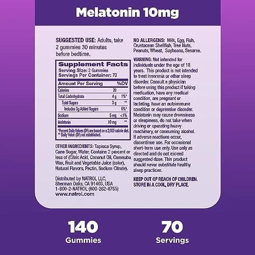Natrol 10mg Melatonin Gummies Strawberry 140 Count (1680 Gummies Total) | Sleep Support for Adults thumbnail 6