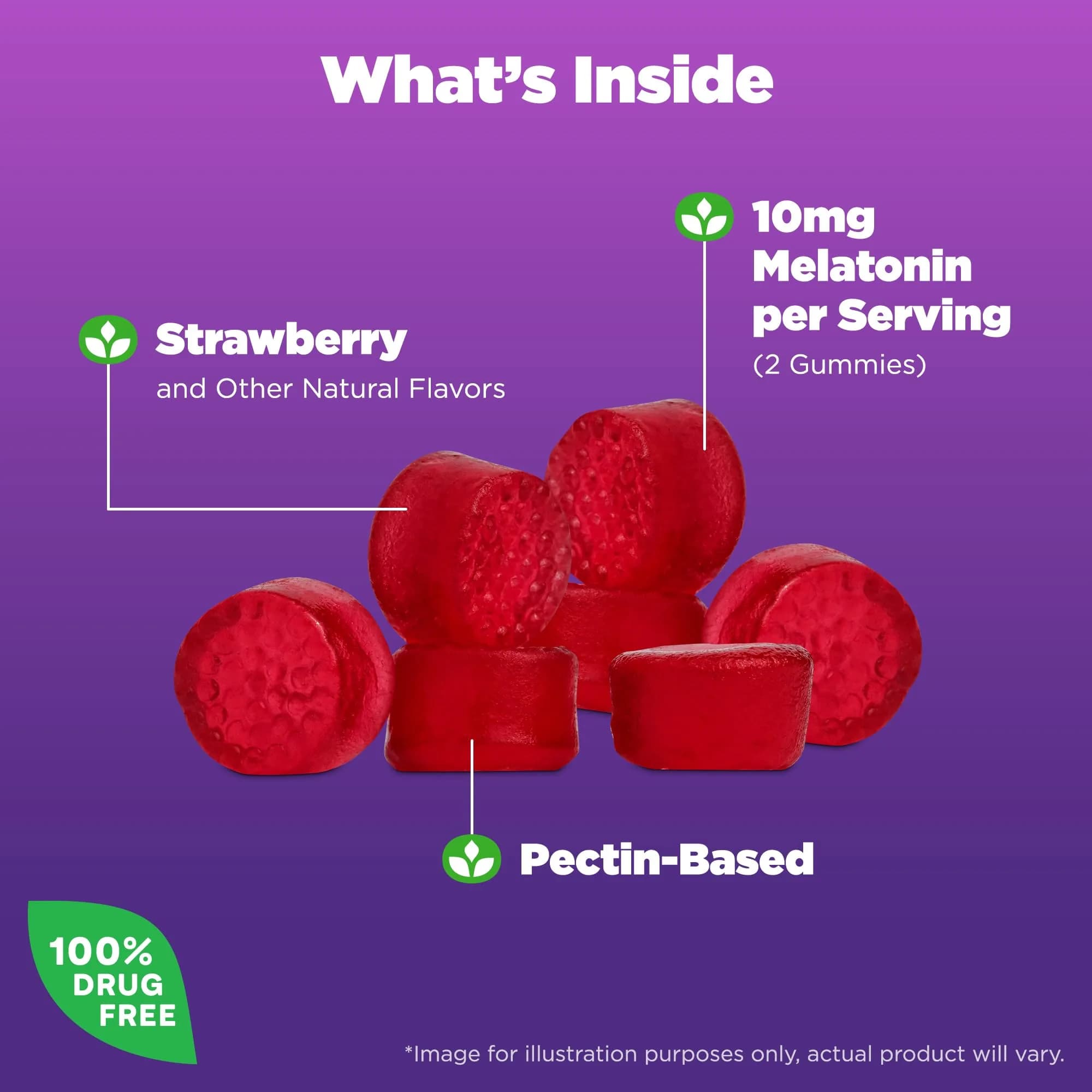 Natrol 10mg Melatonin Gummies Strawberry 140 Count (1680 Gummies Total) | Sleep Support for Adults - view 3