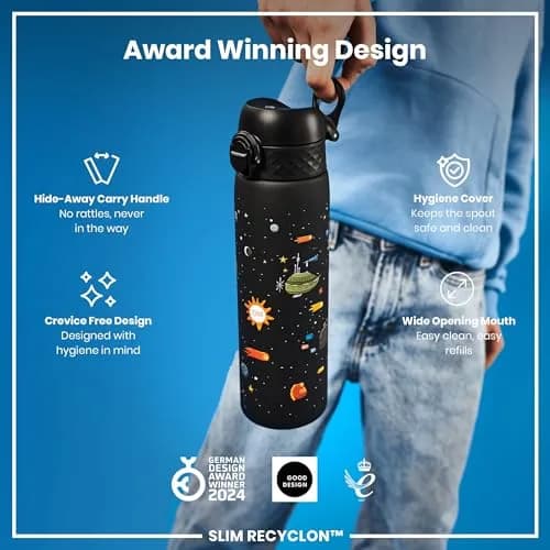 Ion8 Water Bottle, 500 ml/18 oz, Leak Proof, BPA Free, Spaceships Design thumbnail 5