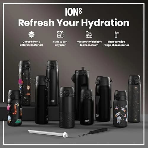 Ion8 Water Bottle, 500 ml/18 oz, Leak Proof, BPA Free, Spaceships Design thumbnail 6