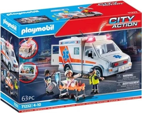 Playmobil Ambulance with Accessories & 3 Figures | Realistic Rescue Toy for Kids thumbnail 1