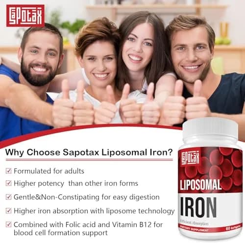 Sapotax Liposomal Fe Iron Supplement 65 mg | Blood & Energy Support for Adults thumbnail 7