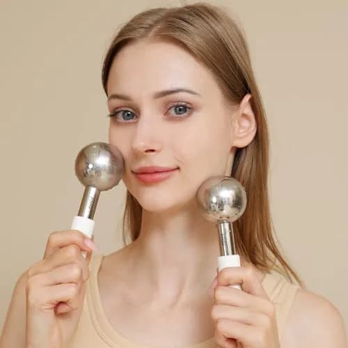pfefe Ice Globes for Face & Eyes, Unbreakable Stainless Steel Cryo Sticks 2-Pack | Soothe Puffiness & Headaches thumbnail 4