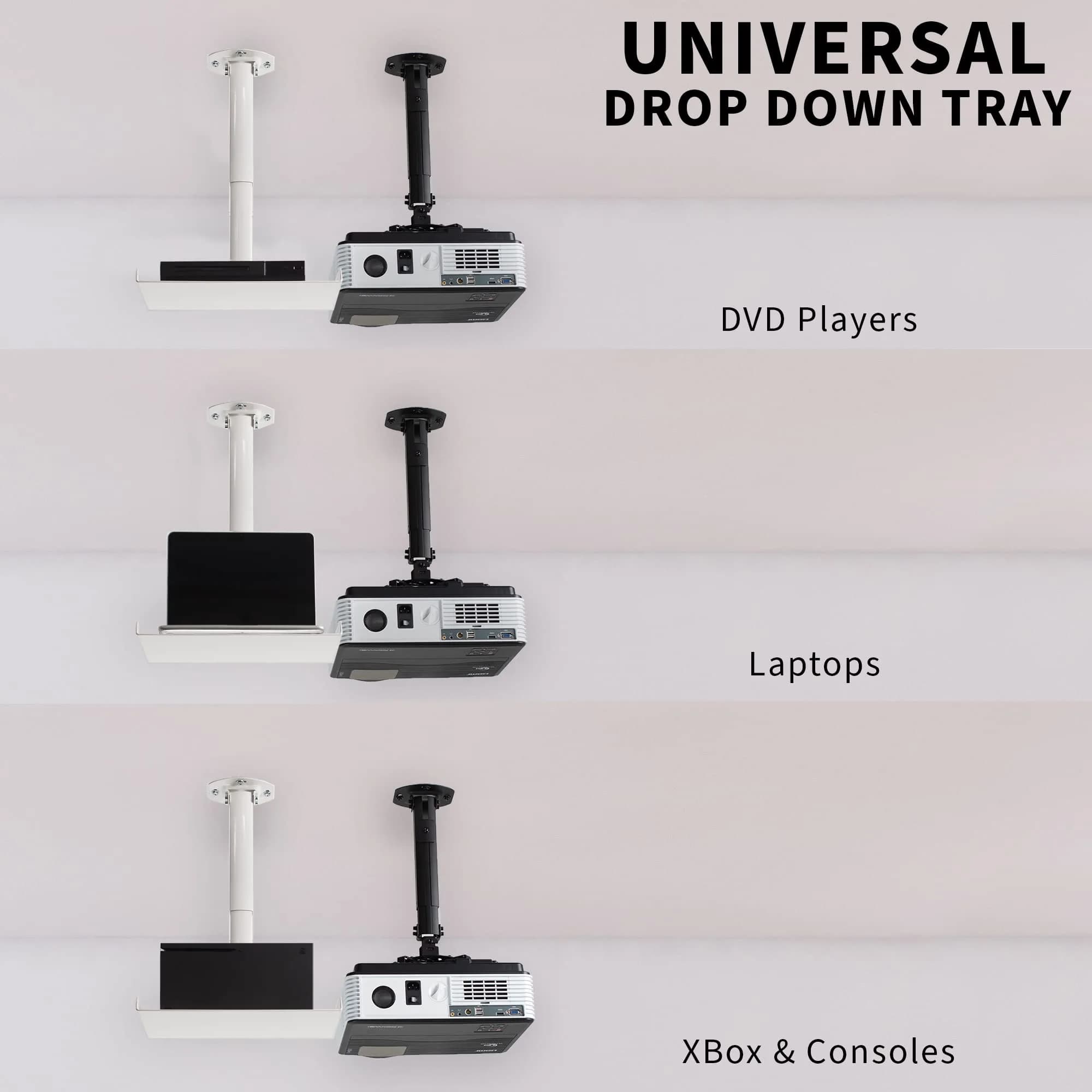 VIVO Universal Ceiling Extending Projector Tray Mount, Height Adjustable Projection 37.2cm (14.6in) | No Hole Installation - view 8