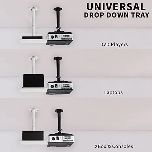 VIVO Universal Ceiling Extending Projector Tray Mount, Height Adjustable Projection 37.2cm (14.6in) | No Hole Installation thumbnail 8