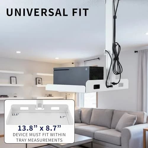 VIVO Universal Ceiling Extending Projector Tray Mount, Height Adjustable Projection 37.2cm (14.6in) | No Hole Installation thumbnail 3