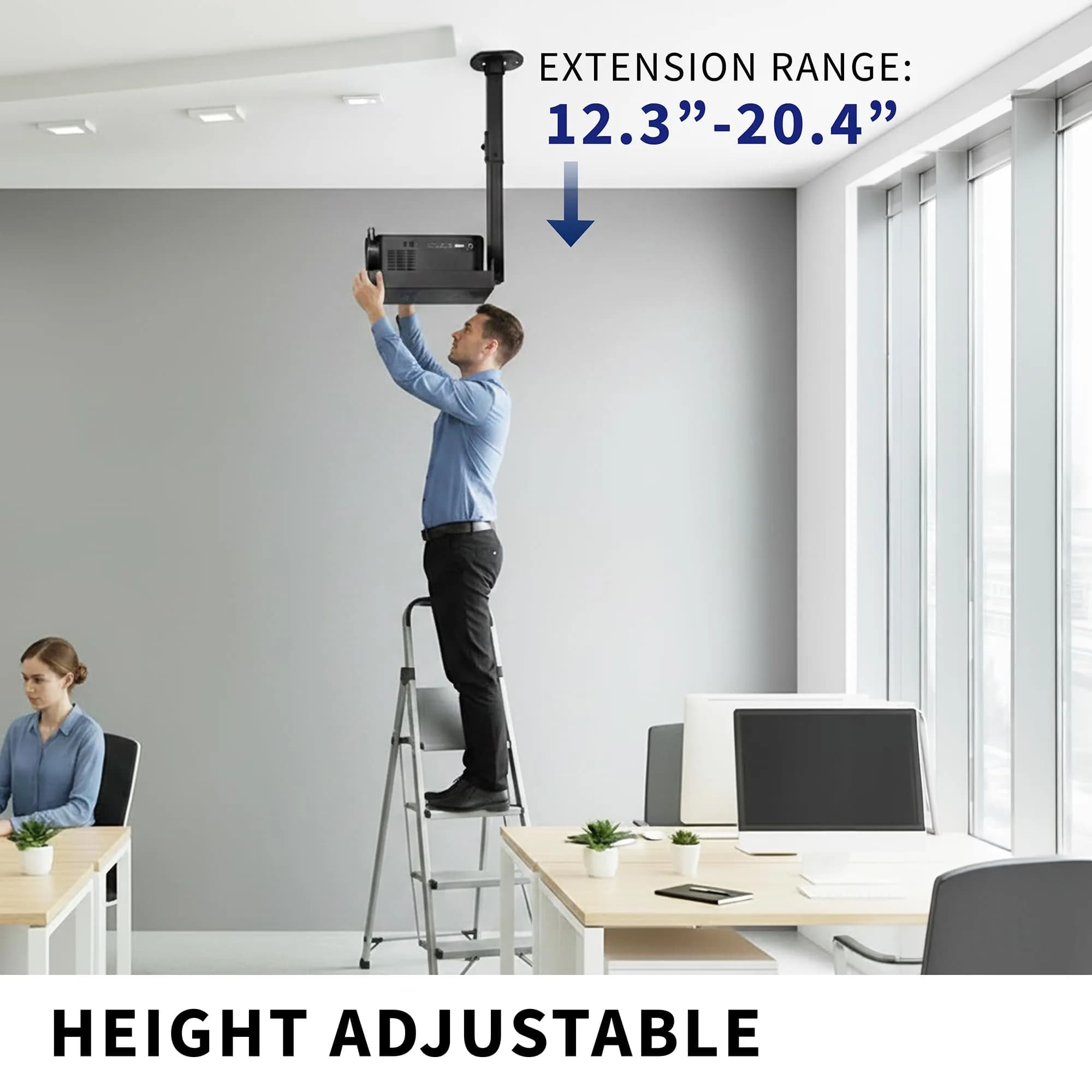 VIVO Black Universal Ceiling Extending Projector Tray Mount for Small to Large Projectors - view 4
