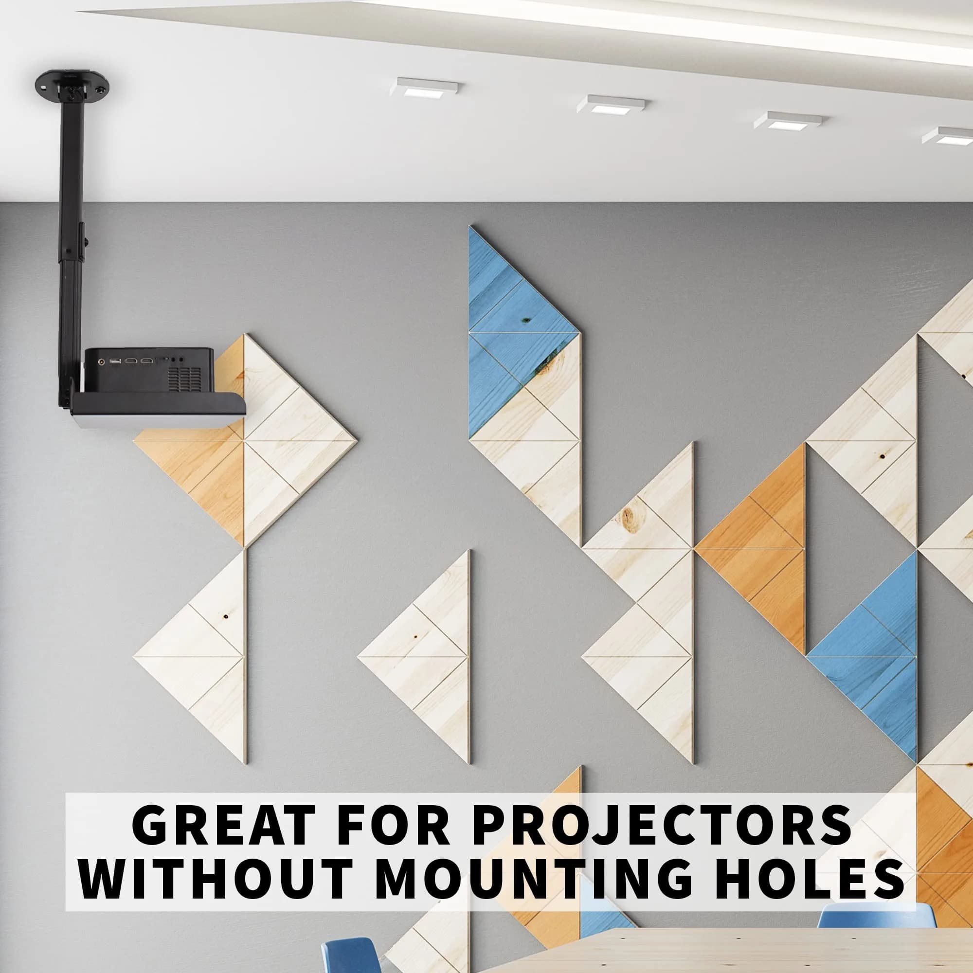 VIVO Universal Extending Ceiling Projector Tray Mount Black | Height Adjustable Projection, No Hole Installation, Hidden Cable Routing (13.8" x 8.7" Tray, 11 lb Capacity) - view 6