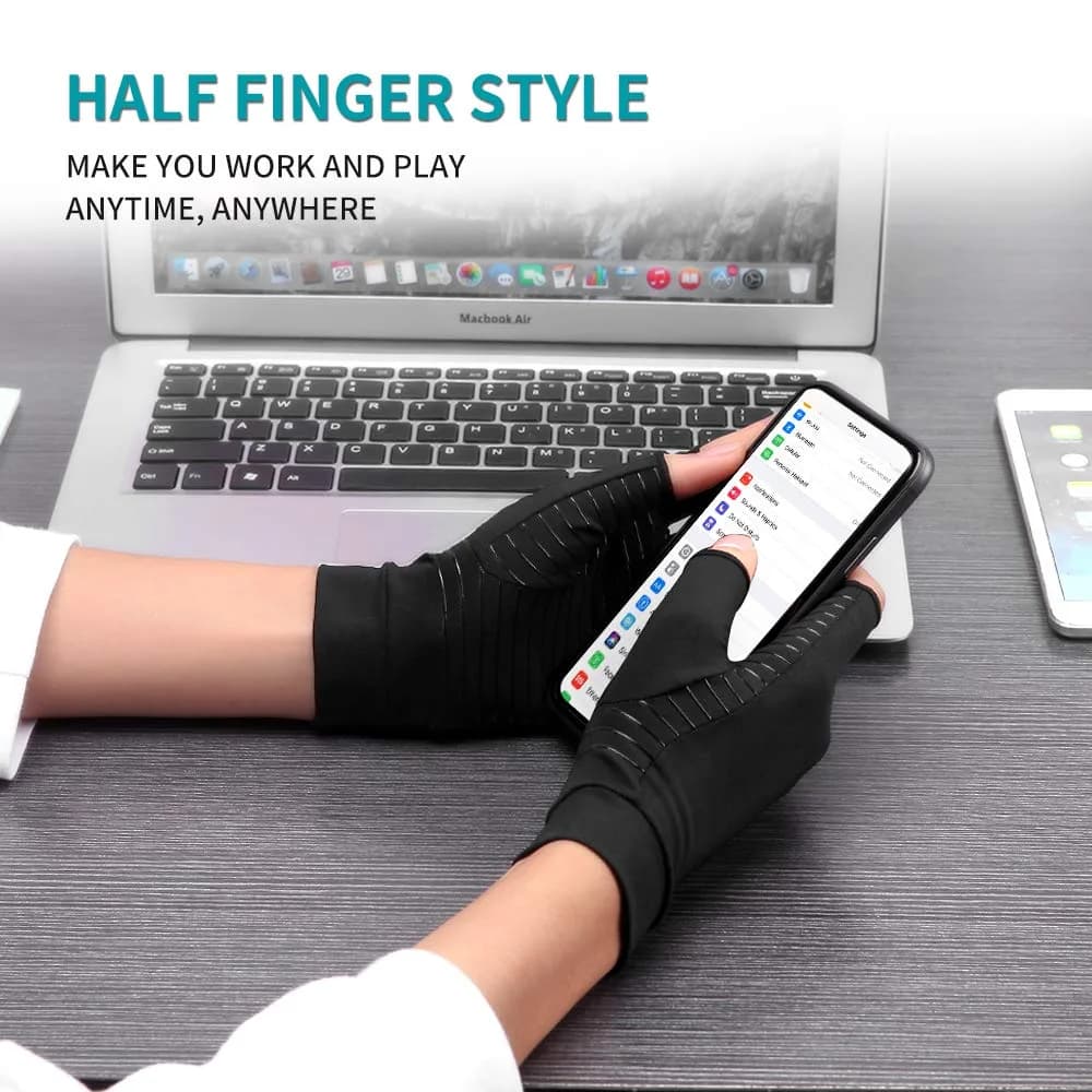 Ricbestlab Black Small Arthritis Gloves - 2 Pairs | Fingerless Compression Gloves for Joint Support - view 4