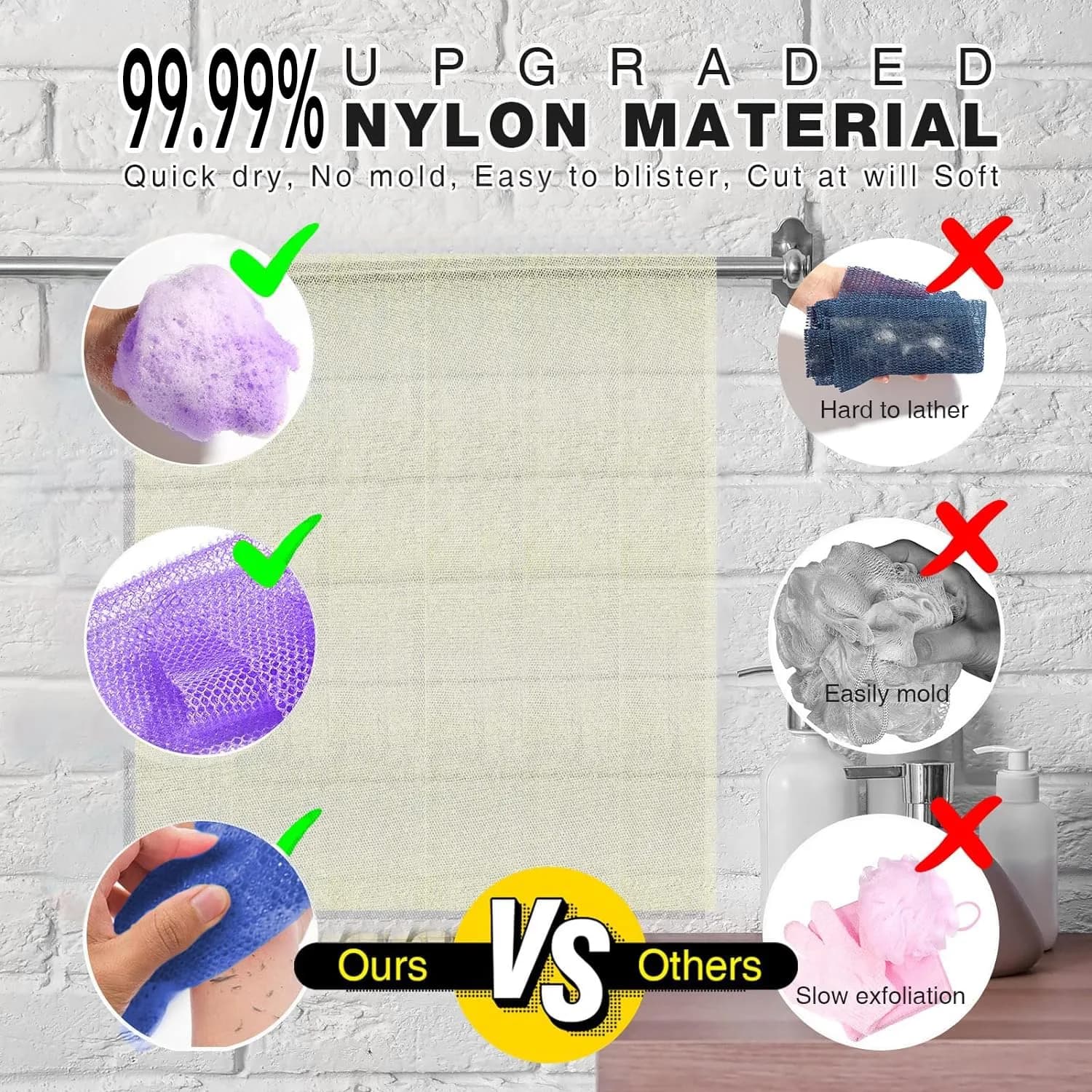 UJFQBH African Net Sponge 3 Pack - Purple, Blue, Off-White | Deep Cleansing & Gentle Exfoliation - view 2