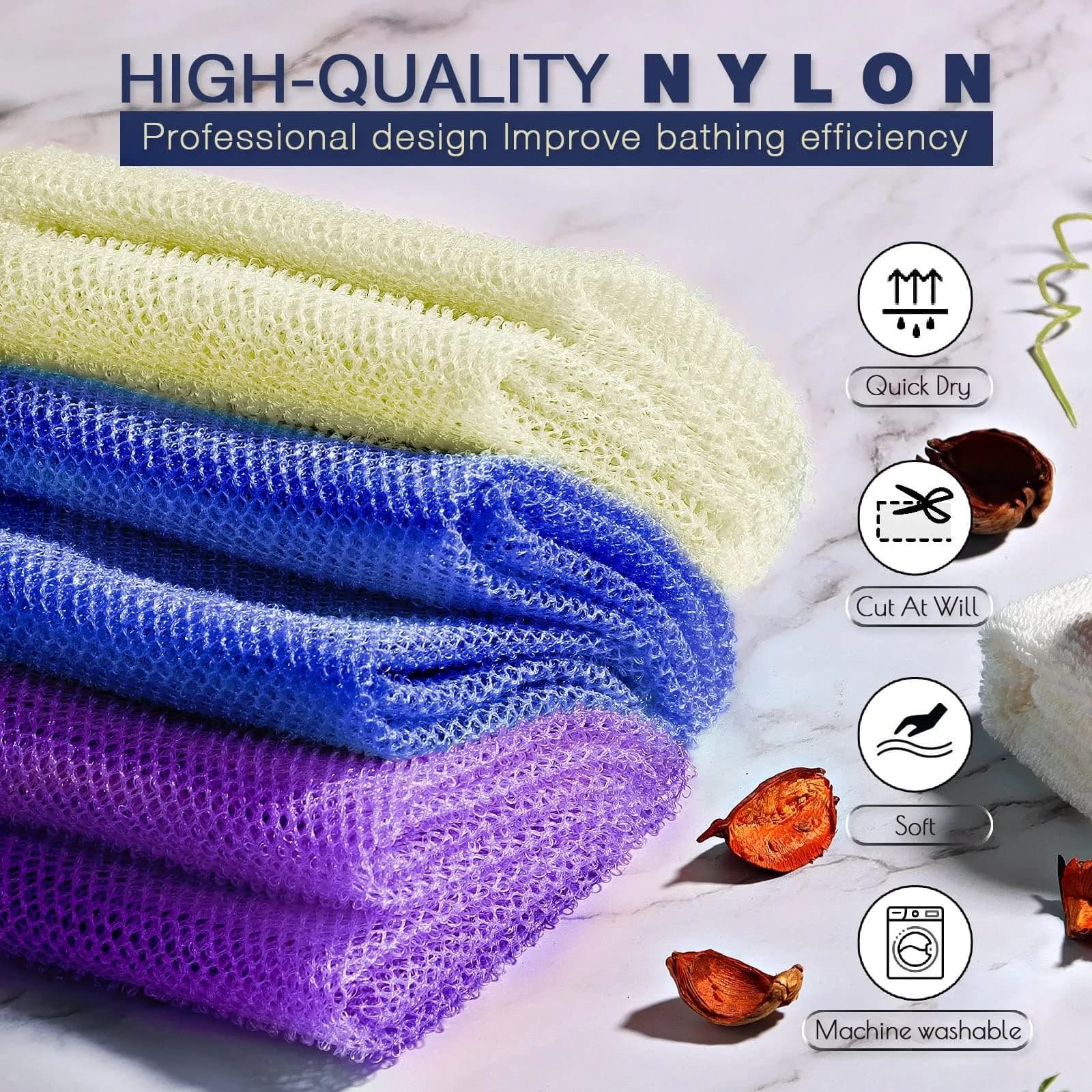 UJFQBH African Net Sponge 3 Pack - Purple, Blue, Off-White | Deep Cleansing & Gentle Exfoliation - view 4
