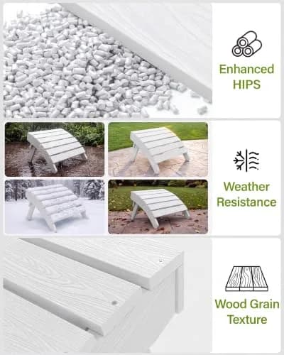 MXIMU Folding Adirondack Ottoman Set of 2 | Stable, Weatherproof, Easy Assembly, 350 lbs Support thumbnail 4
