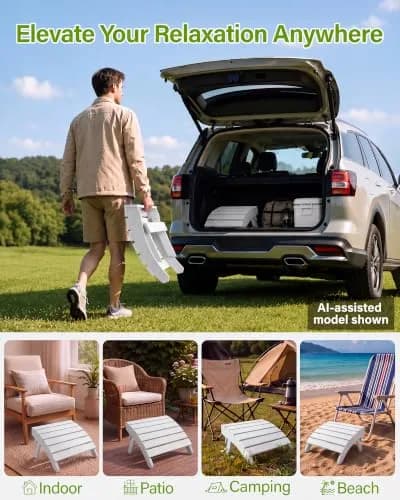 MXIMU Folding Adirondack Ottoman Set of 2 | Stable, Weatherproof, Easy Assembly, 350 lbs Support thumbnail 7