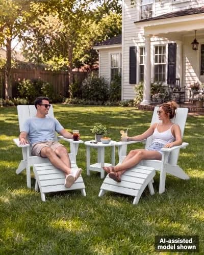 MXIMU Folding Adirondack Ottoman Set of 2 | Stable, Weatherproof, Easy Assembly, 350 lbs Support thumbnail 9