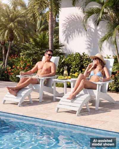 MXIMU Folding Adirondack Ottoman Set of 2 | Stable, Weatherproof, Easy Assembly, 350 lbs Support thumbnail 2