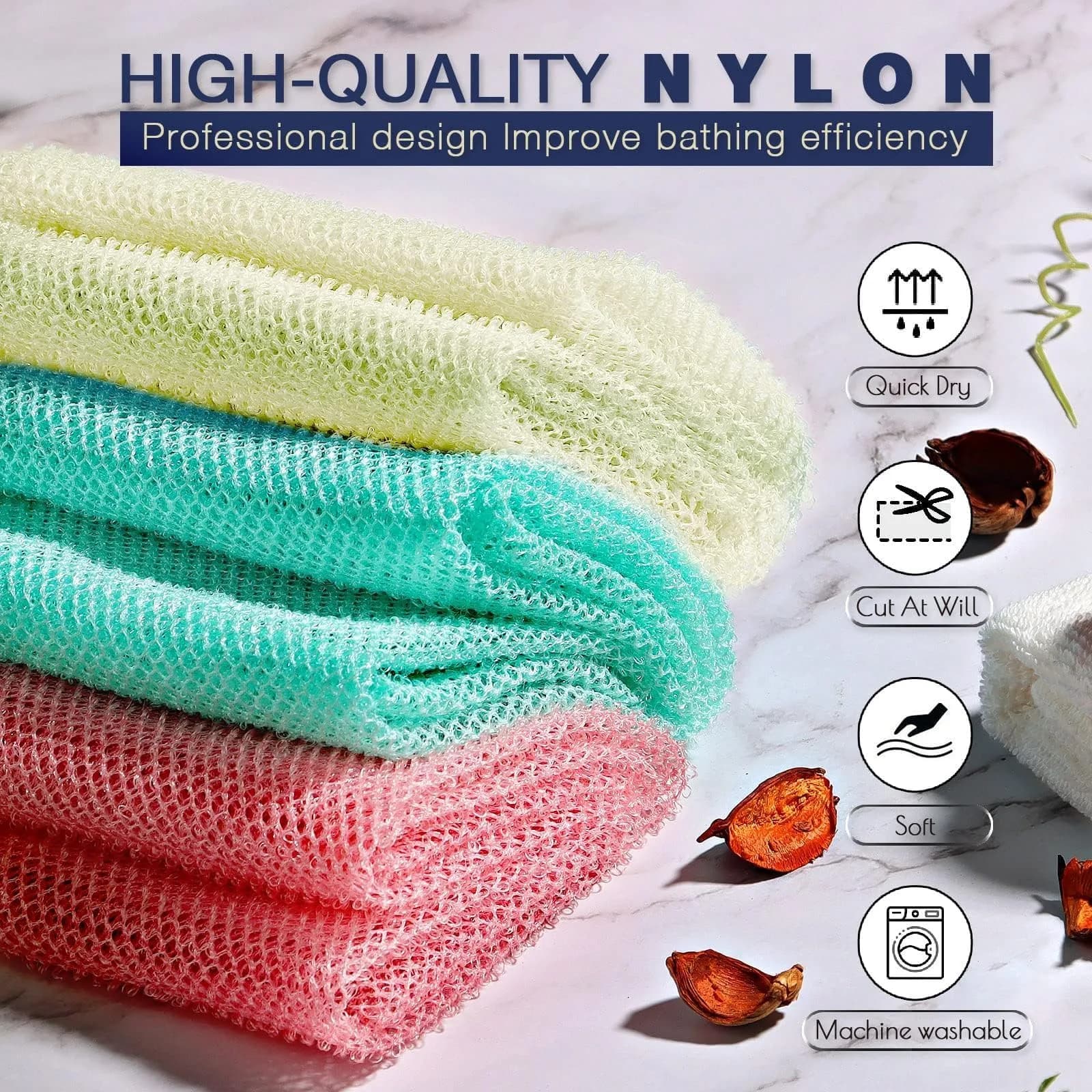 UJFQBH African Net Sponge 3 Pack - Pink, Green, Off-White | Deep Cleansing & Gentle Exfoliation - view 4