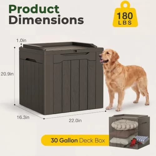 Flamaker Deck Box 31 Gallon Waterproof Resin Storage Box with Lid | Lockable, UV Resistant, Lightweight thumbnail 5