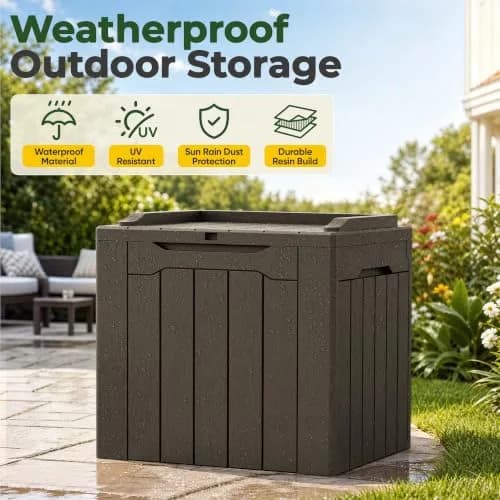 Flamaker Deck Box 31 Gallon Waterproof Resin Storage Box with Lid | Lockable, UV Resistant, Lightweight thumbnail 6