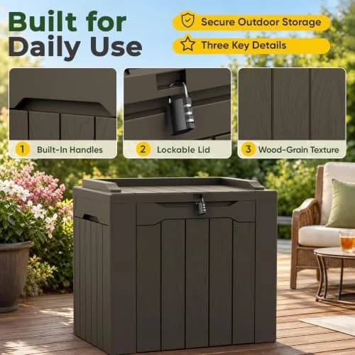 Flamaker Deck Box 31 Gallon Waterproof Resin Storage Box with Lid | Lockable, UV Resistant, Lightweight thumbnail 7