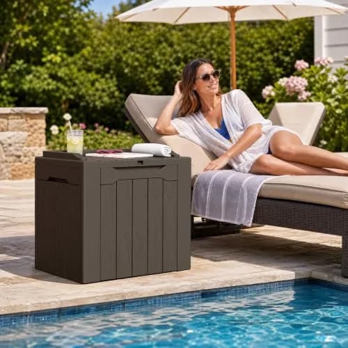 Flamaker Deck Box 31 Gallon Waterproof Resin Storage Box with Lid | Lockable, UV Resistant, Lightweight thumbnail 3