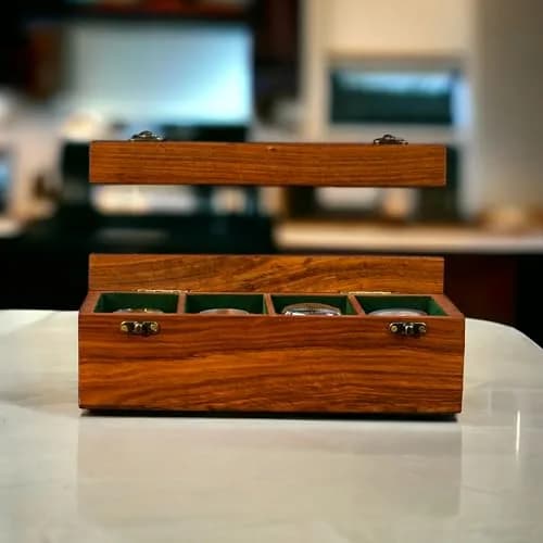 Royal Craft Expertise 4 Slot Wooden Watch Box Organizer | Vintage Brown, Rosewood Lined, Glass Top thumbnail 2