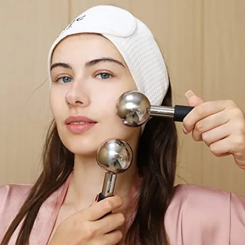 pfefe Stainless Steel Ice Globes for Face & Eyes, 2-Pack | Cooling Roller for Puffiness, Wrinkles, Headaches thumbnail 4
