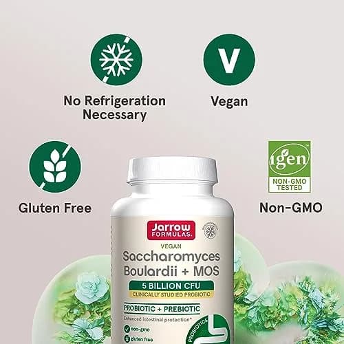 Jarrow Formulas Saccharomyces Boulardii + MOS Probiotic Yeast 180 Veggie Caps | 5 Billion CFU Gut Health Support thumbnail 5