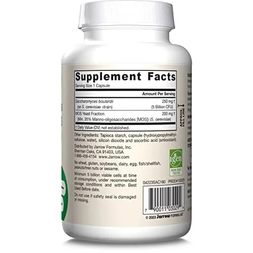 Jarrow Formulas Saccharomyces Boulardii + MOS Probiotic Yeast 180 Veggie Caps | 5 Billion CFU Gut Health Support thumbnail 9