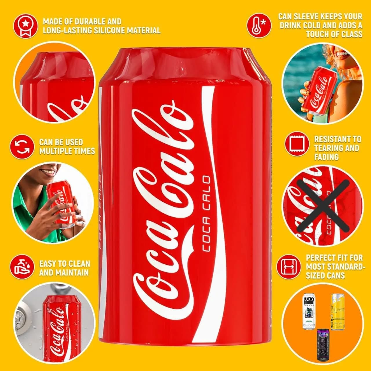 Skywin Silicone Can Covers that Look Like Soda 12 oz (355 ml) - 4 Pack | Fun Beverage Insulators for Parties & Outdoors - view 8
