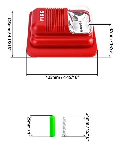 QWORK Red Wired Sound and Light Fire Alarm Strobe Siren Horn 2-Pack | 105dB Loud Alarm with 6 Bright LEDs thumbnail 6