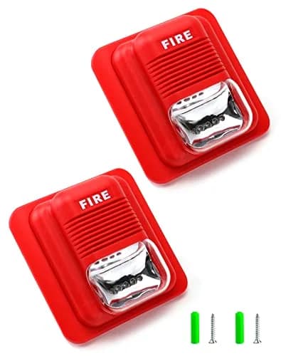 QWORK Red Wired Sound and Light Fire Alarm Strobe Siren Horn 2-Pack | 105dB Loud Alarm with 6 Bright LEDs thumbnail 3
