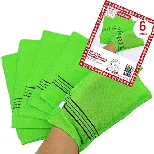 etreetowel Extra Large Korean Asian Exfoliating Bath Washcloth Mitt Scrub 39cm x 14cm (6 PCs) | Removes Dead Skin for Soft Skin thumbnail 1