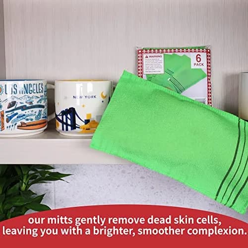 etreetowel Extra Large Korean Asian Exfoliating Bath Washcloth Mitt Scrub 39cm x 14cm (6 PCs) | Removes Dead Skin for Soft Skin thumbnail 6