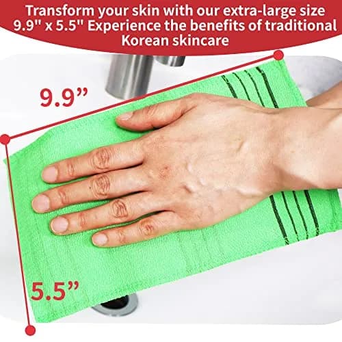 etreetowel Extra Large Korean Asian Exfoliating Bath Washcloth Mitt Scrub 39cm x 14cm (6 PCs) | Removes Dead Skin for Soft Skin thumbnail 2