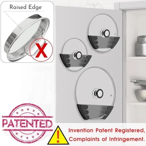 Niceyos Universal Pot Lid Organizer 6 Pack | Wall Mount Kitchen Storage Rack Fits 6"-13" Lids thumbnail 4