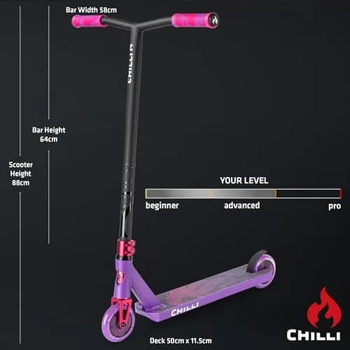Chilli Pro Scooter Critter Freestyle Kick Scooter for Ages 8+ | 110 mm Wheels, Purple-Octopus thumbnail 3