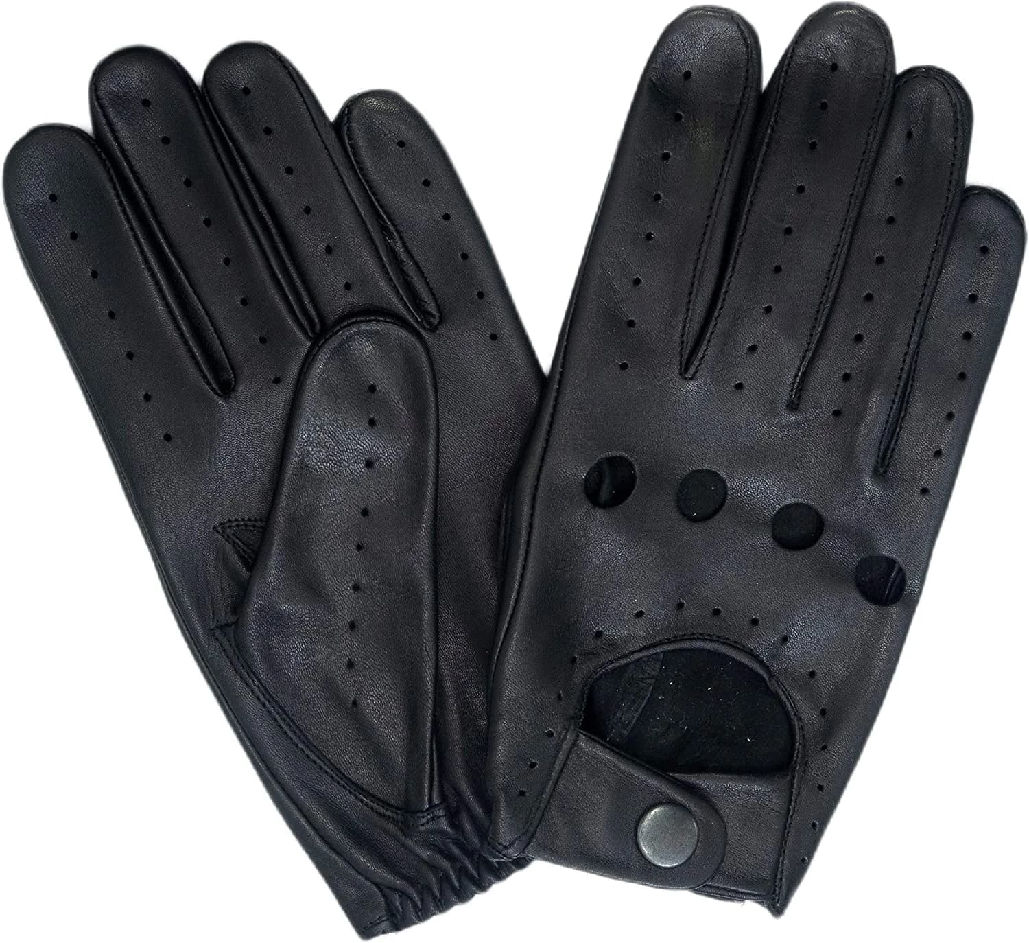 M&H Since 1978 Driving Gloves for Men - Black Leather XS | Soft Sheep Leather, All-Season Comfort
