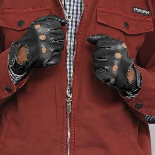 M&H Since 1978 Driving Gloves for Men - Black Leather XS | Soft Sheep Leather, All-Season Comfort thumbnail 3