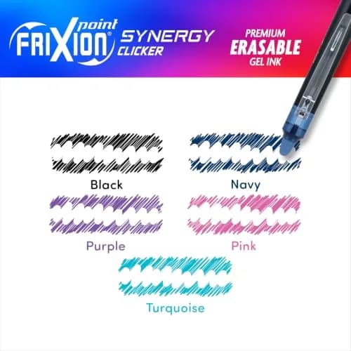 PILOT FriXion Synergy Clicker Erasable Pens 0.5mm (5-Pack Assorted) | Write, Erase, Rewrite thumbnail 5