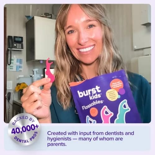 Burst Kids Flossers 90 Count | Strawberry Aroma | Ergonomic, Biodegradable, No-Shred Floss thumbnail 7