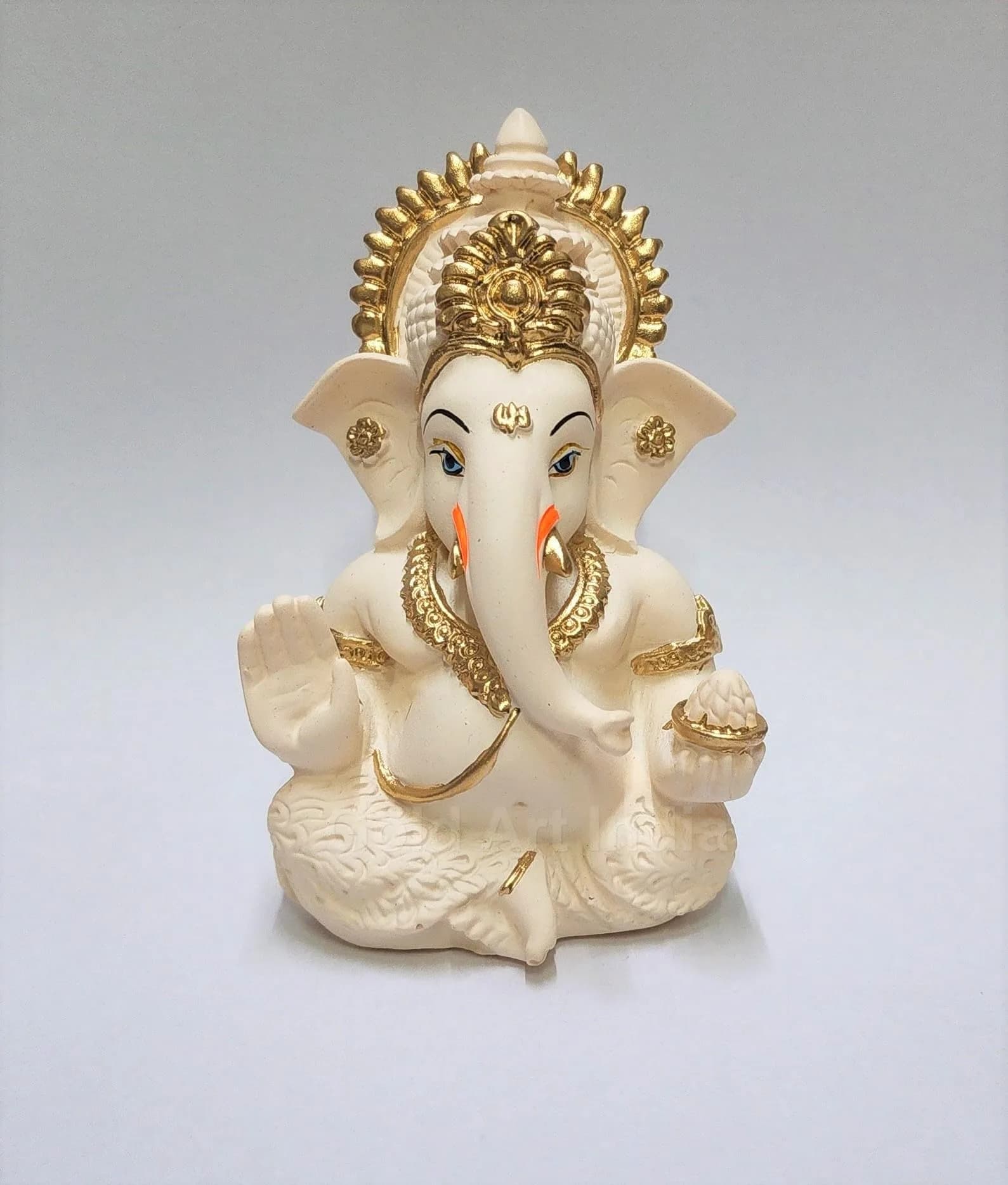 Gold Art India Ganesha Idol 8.9 cm (3.5 Inches) | Handcrafted Religious Figurine for Home Decor