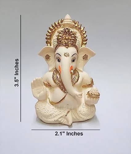 Gold Art India Ganesha Idol 8.9 cm (3.5 Inches) | Handcrafted Religious Figurine for Home Decor thumbnail 4
