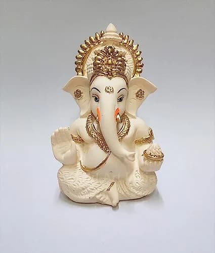 Gold Art India Ganesha Idol 8.9 cm (3.5 Inches) | Handcrafted Religious Figurine for Home Decor thumbnail 1
