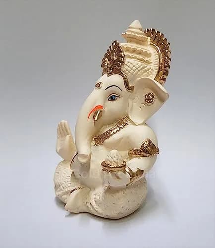 Gold Art India Ganesha Idol 8.9 cm (3.5 Inches) | Handcrafted Religious Figurine for Home Decor thumbnail 2