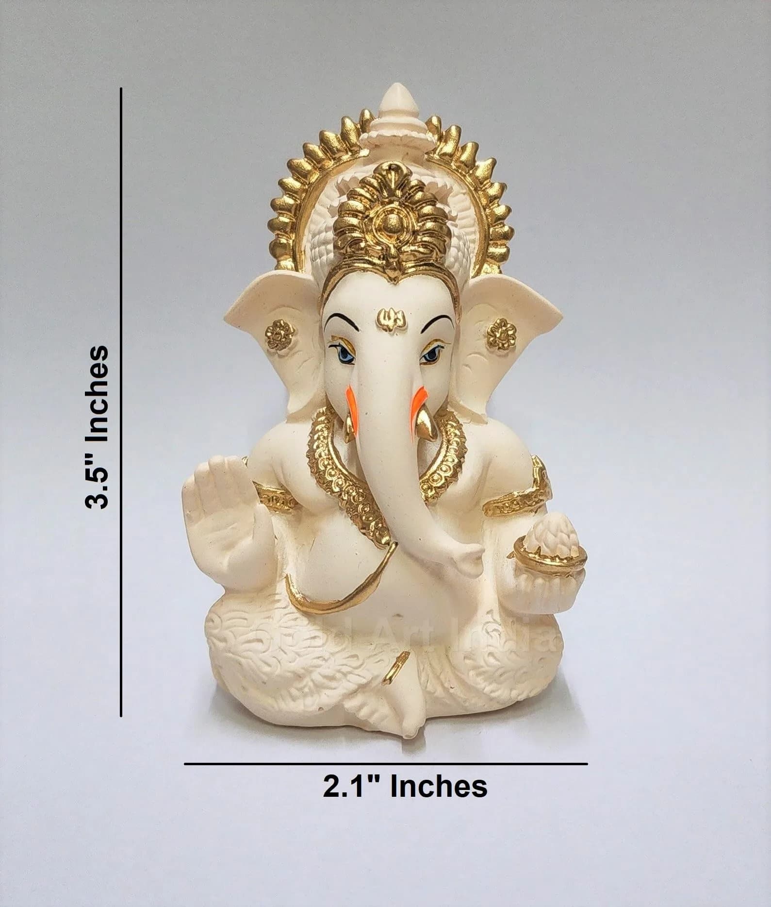 Gold Art India Ganesha Idol 8.9 cm (3.5 Inches) | Handcrafted Religious Figurine for Home Decor - view 4