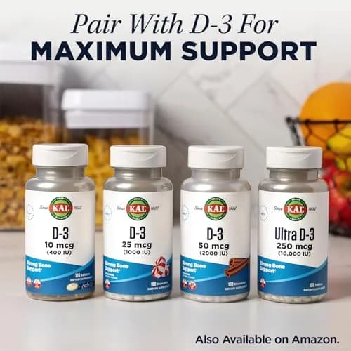 KAL Calcium Citrate 1000 mg 240 Tablets | Bone, Teeth, Muscle & Heart Support — Chelated Calcium Citrate — 80 Servings — Gluten Free, Lab Verified thumbnail 6
